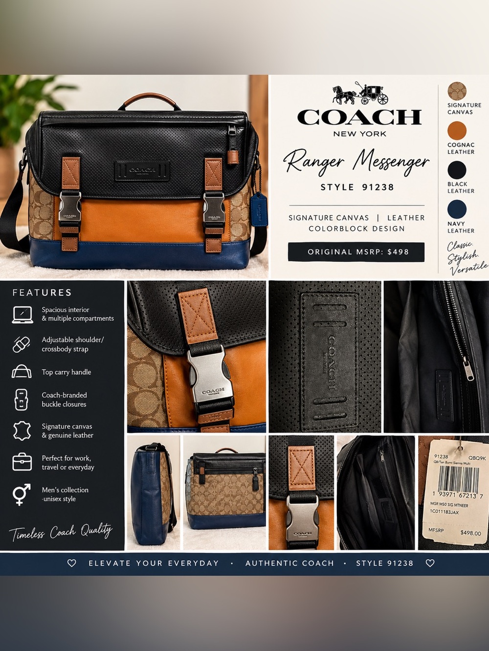 Coach Track Crossbody In Colorblock Signature Canvas